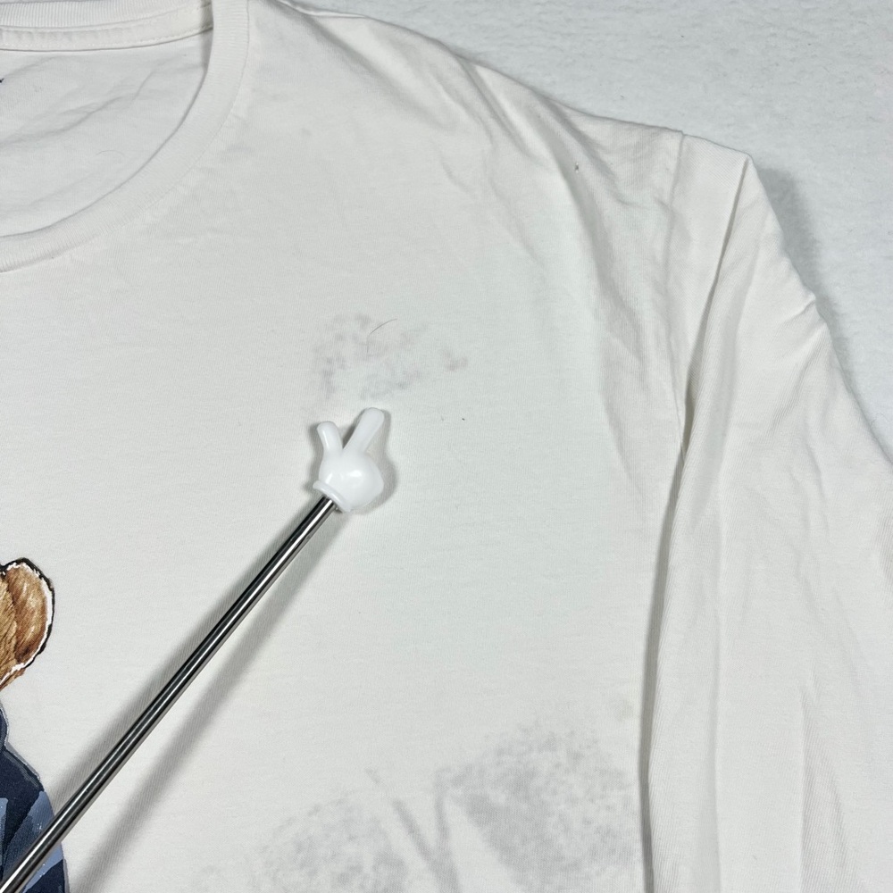 Polo Ralph Lauren Football Bear Long Sleeve White T-Shirt Mens Size XXL - Picture 5 of 10